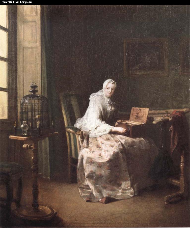 Jean Baptiste Simeon Chardin Lady with a Bird-Organ